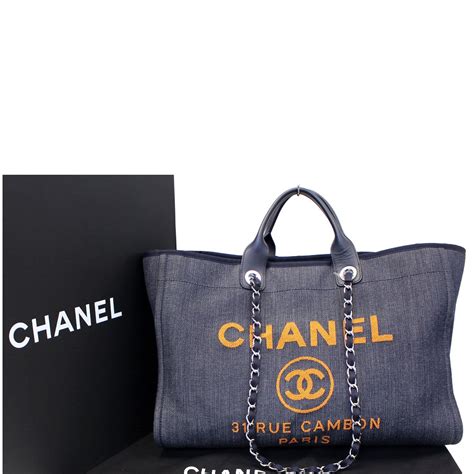 chanel shopping bag denim|Chanel large tote bag price.